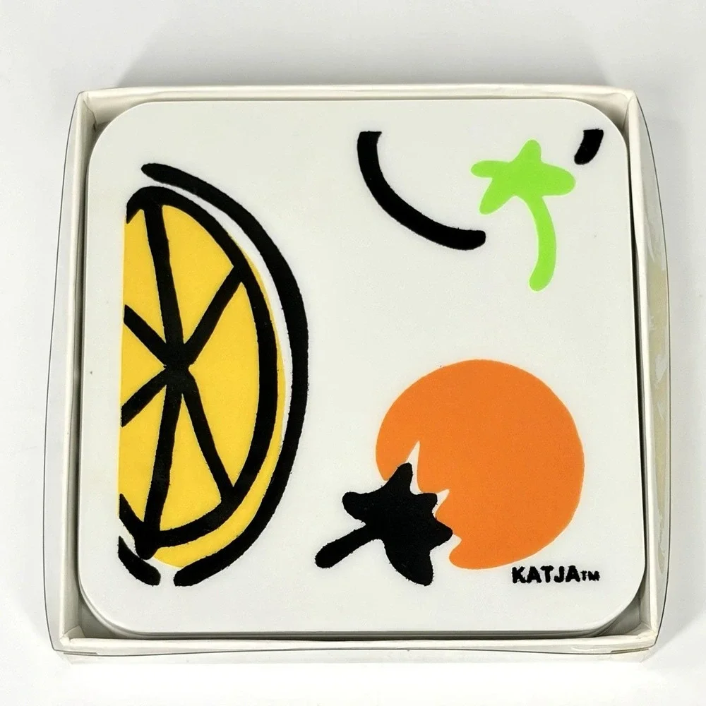 Vintage Katja Shelton Ware Abstract Fruit Coaster Set of 4 USA